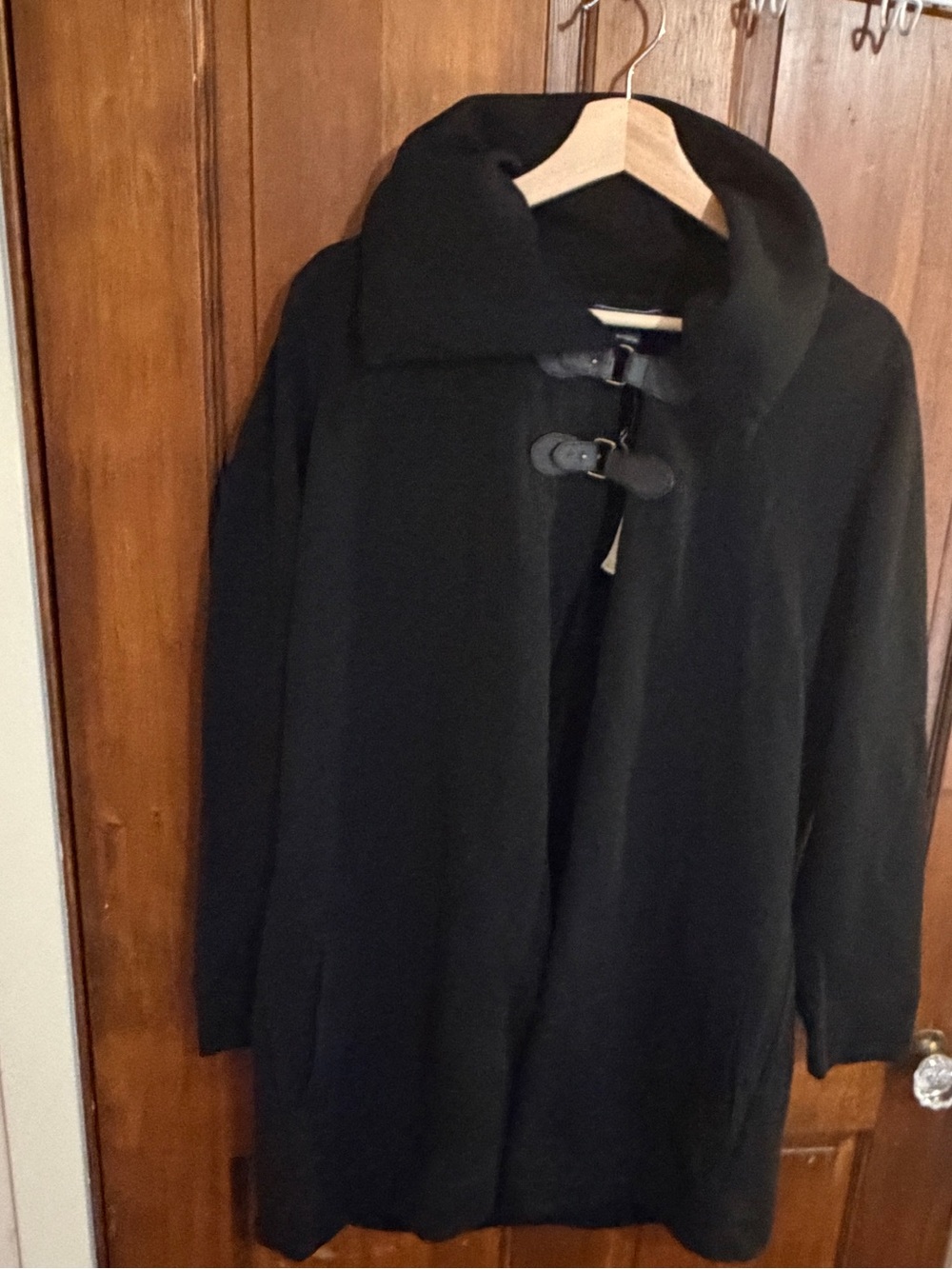 Chaps Black Toggle-Front Wool-Blend Pea Coat